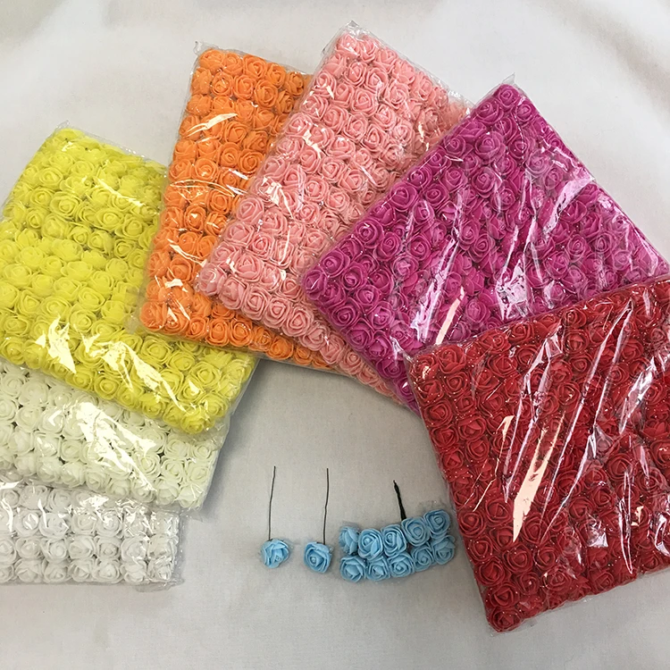 
Amazon Hot Sale Colors Rose DIY 144 PCS heads Artificial Flowers Wedding Bride Bouquet PE Foam Home Decor In Stock 
