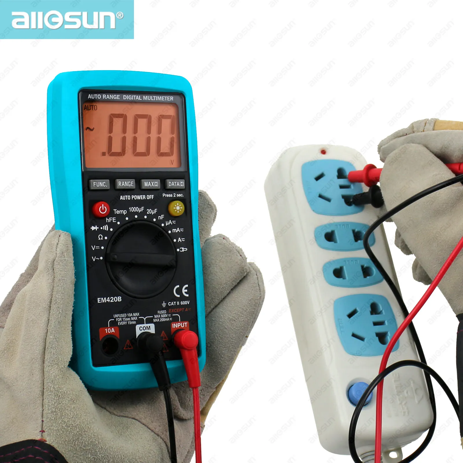 All-sun EM420B Autorange Digital Multimeter LCD Auto Range Buzz AC DC Volt Amp OHM Temp Tester US Ship