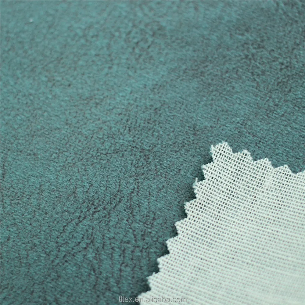 China direct textiles 100% polyester suede fabric,adhesive backed fabric velvet,synthetic leather suede bonded faux fur