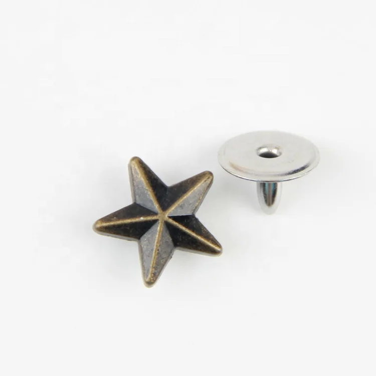 Factory custom pentagram star shape rivet button aluminum black rivets for clothing
