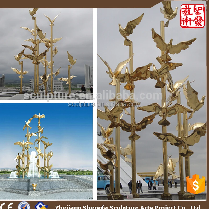 
Stainless Steel 304 Outdoor Sculpture Large Metal Garden animal birds Sculpture 