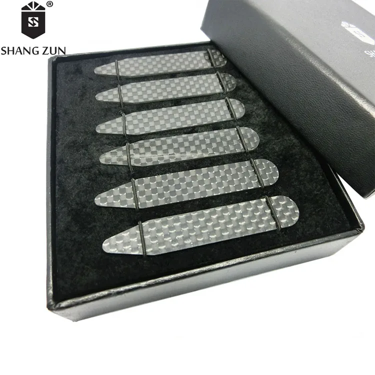 Carbon fiber collar stays gift sets smooth surface with high quality collar support 4 PCS in box