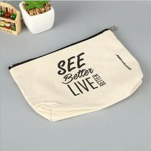 new fashion custom canvas cotton promotional gift zipper wallet bag pencil case pouch