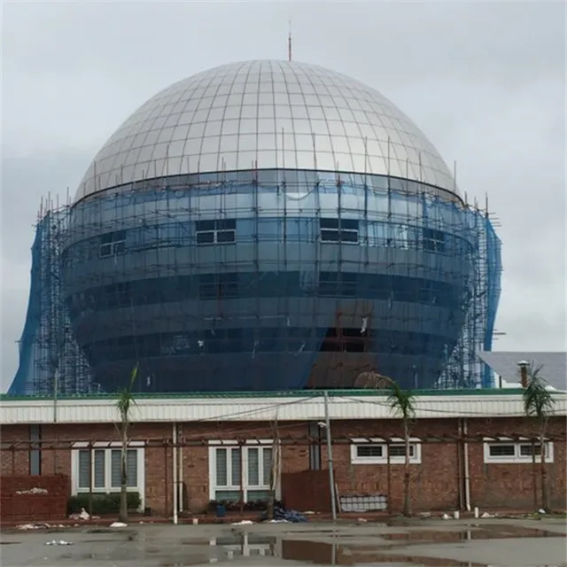 Prefab Large Space Dome Steel Structure Building/Construction With Aluminum Board Glass skylight Cover