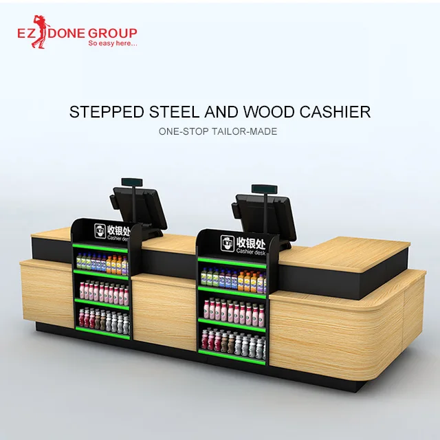 
hot design luxury shopping mall supermarket cash cashier checkout counter 