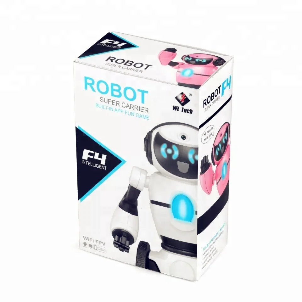 Original WLtoys F4 ABS WIFI Camera Intelligent Balance RC Robot Toys Pink White for Kids gift