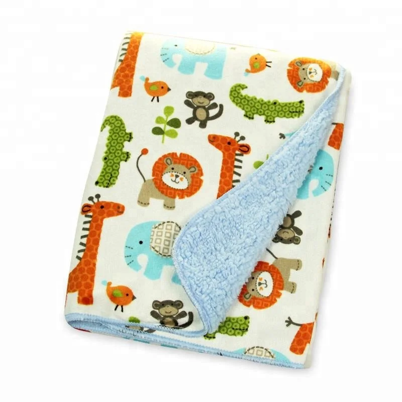 
Wholesale Kids Carton Printed Plush Fleece baby animal Blanket 