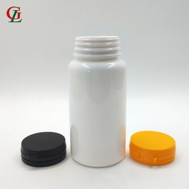 High quality PET 150cc pill container white empty capsule bottle tamper proof cap bottle health care supplement bottle