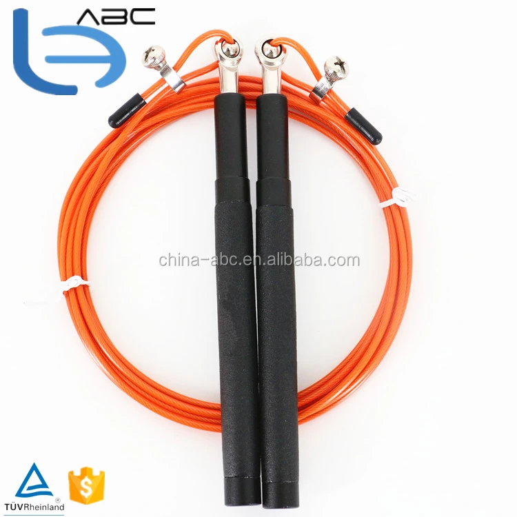 Self adjust screw Adjustable Crossfit Speed Jump Rope Ball Bearing Aluminum Handle Skipping with rubber handle