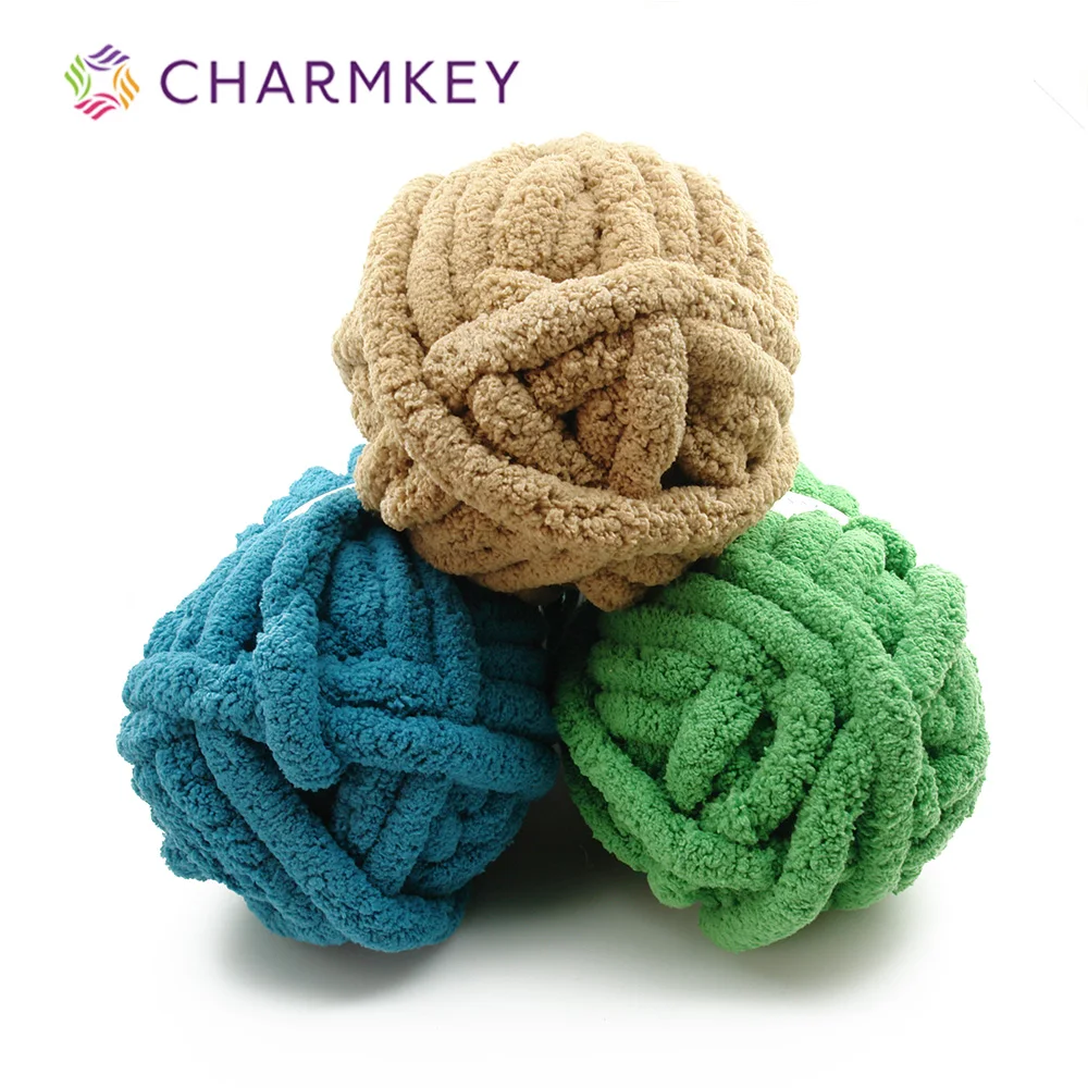 Супертолстая крупная гигантская пряжа Charmkey, 100% полиэфирная пряжа для детского одеяла или шарфа, цена