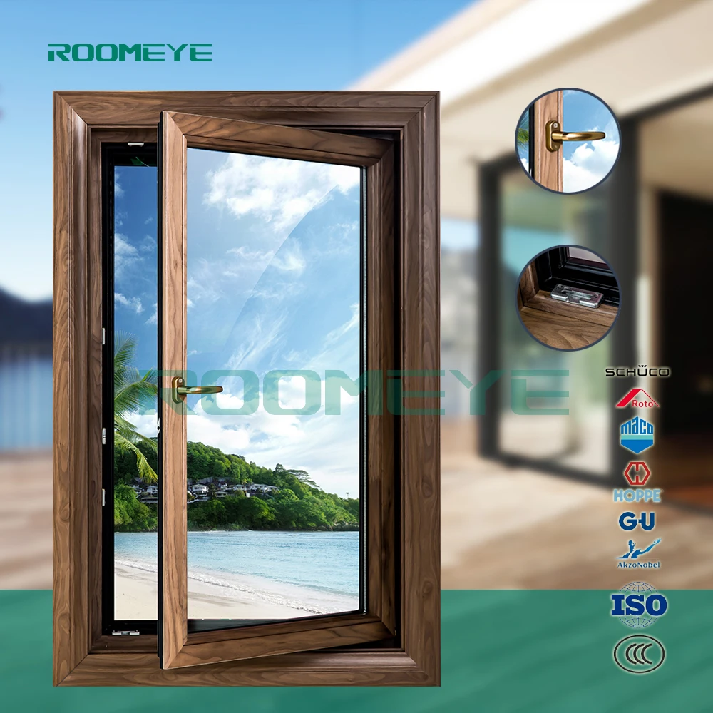 ROOMEYE, алюминиевые деревянные оконные рамы с двойным остеклением
