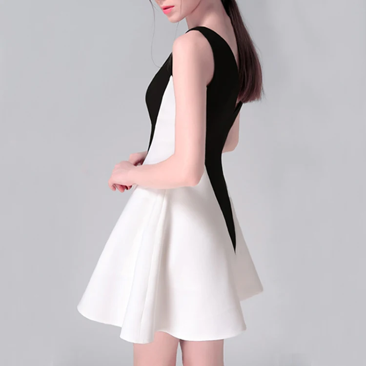 Style Clothes Women Black Sleeveless with Contrast Dress Europe Casual Dresses Plus Size LOOSE Polyester / Cotton Plain Dyed