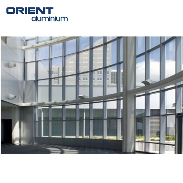 Aluminium glass curtain wall facade systems for building