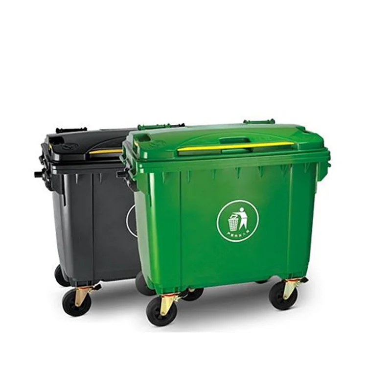 Outdoor Large 660 liter plastic garbage waste bin with lid