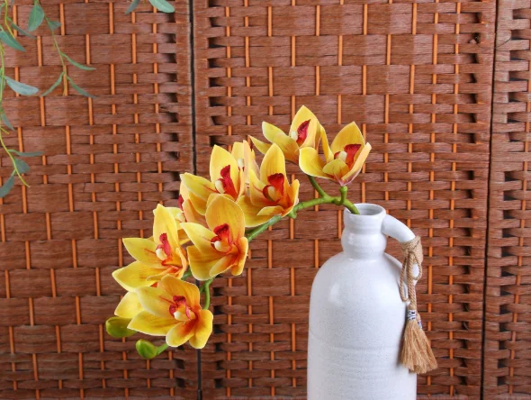New products artificial real touch silk orchid flower cymbidium orchid silk flower