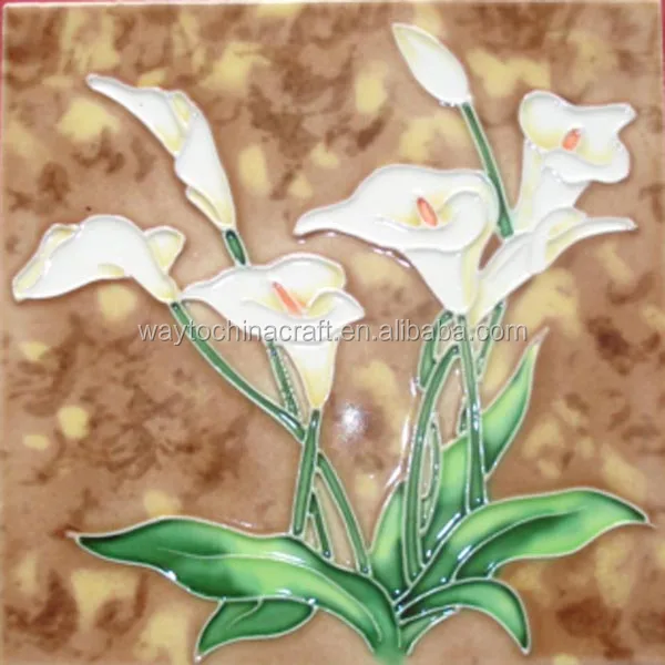 Художественная Картина Ручная роспись керамическая плитка с цветочным дизайном