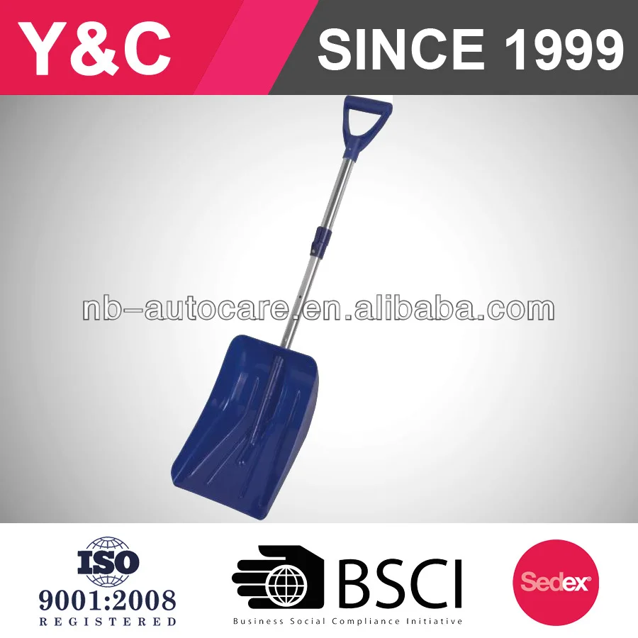 plastic telescopic auto lock snow shovel with aluminum blade with wheels with adjustable handle