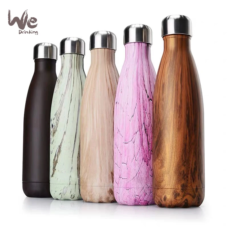 
500ML/17OZ In Stock Double Wall electroplate shiny Stainless Steel cola shaped Vacuum Insulated bottle thermos 
