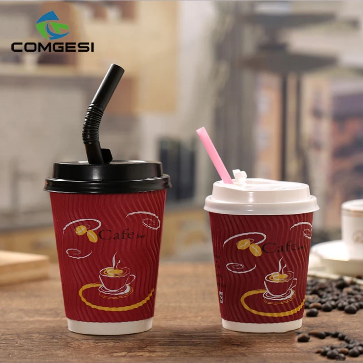 Take Away Disposable Single Double Wall Logo Printing Paper Cups For Fresh Drink Coffee Soup Hot Porridge