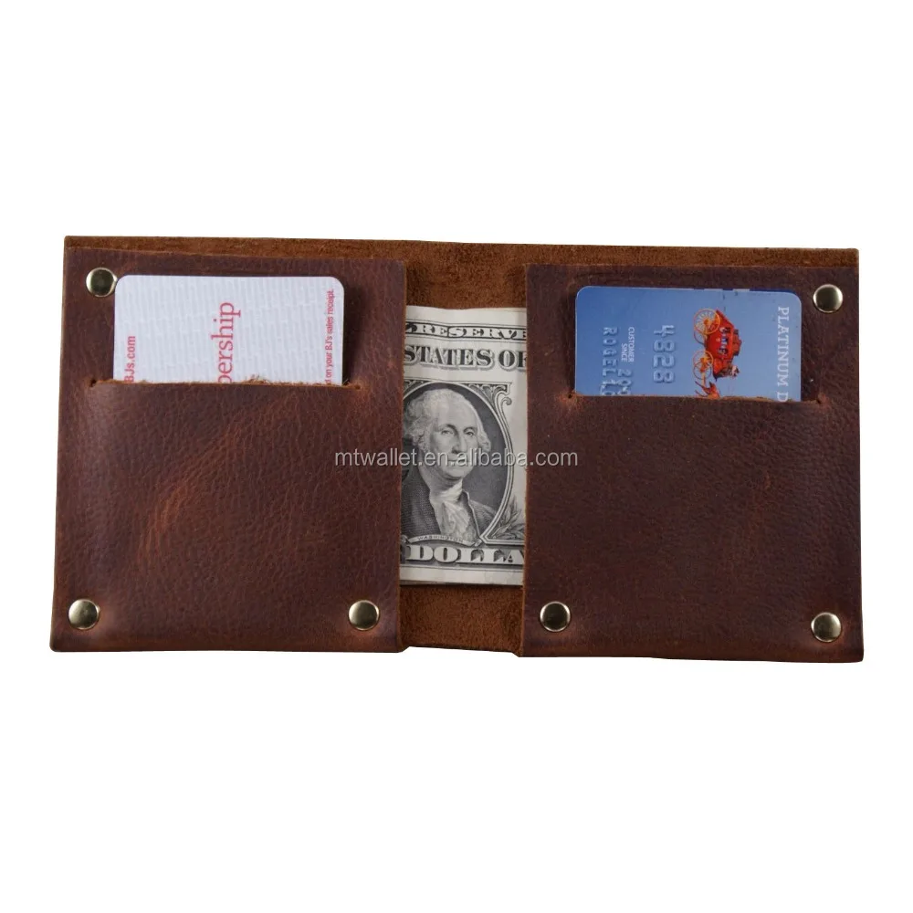 Full riveted minimalist Mexican leather wallets card holder in oil tanned cowhide leather full grain real leather wallet