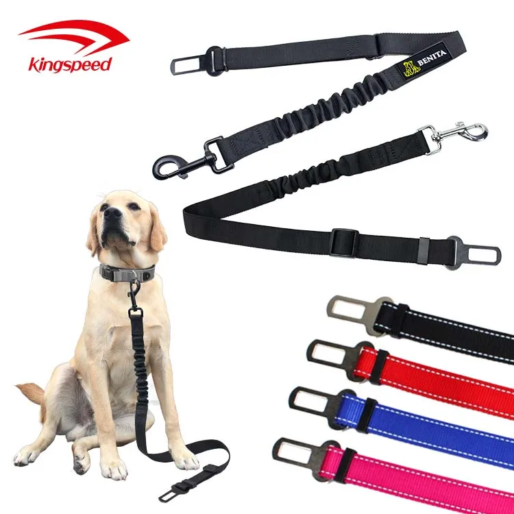 Amazon Hot Sale Adjustable Pet Dog Cat Car Seat Belt Safety Seatbelt Leash with Elastic Buffer Bungee