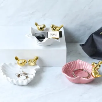 Керамический держатель для кольца декоративная тарелка-органайзер тарелка украшений в виде птиц