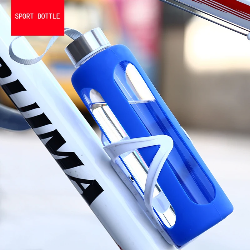 Custom Sport High Borosilicate Glass Water Bottle with Silicone Sleeve - Personalized and Durable