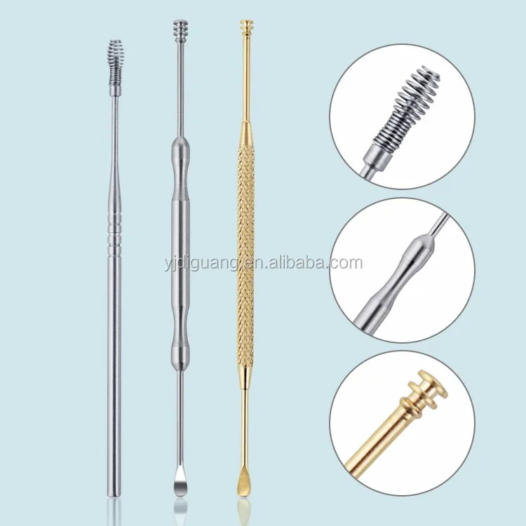 10-Pcs Customized Household Ear Wax Removal Kits Reusable Stainless Steel Ear Pick and Curette with Poly Bag for Cleaning