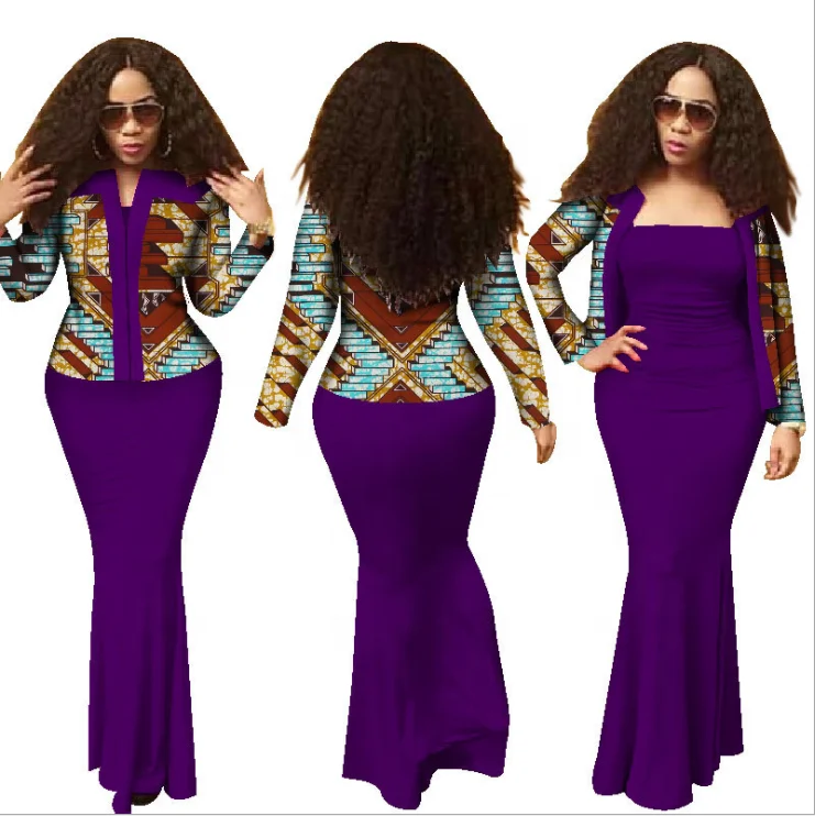 
African lady A strapless fishtail long dress with coat outfit clothing 