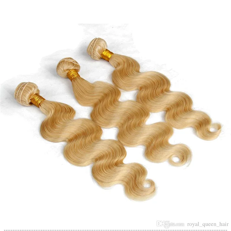 
Grade 10A healthy ends bleached colored human blonde virgin hair color 27 body wave hair weave 