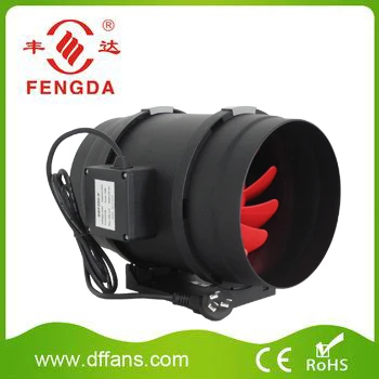 FENGDA ETL approved 4 inch Black Plastic Case Mixed Flow Fan  inline duct Exhaust fan  with speed controller for hydroponics