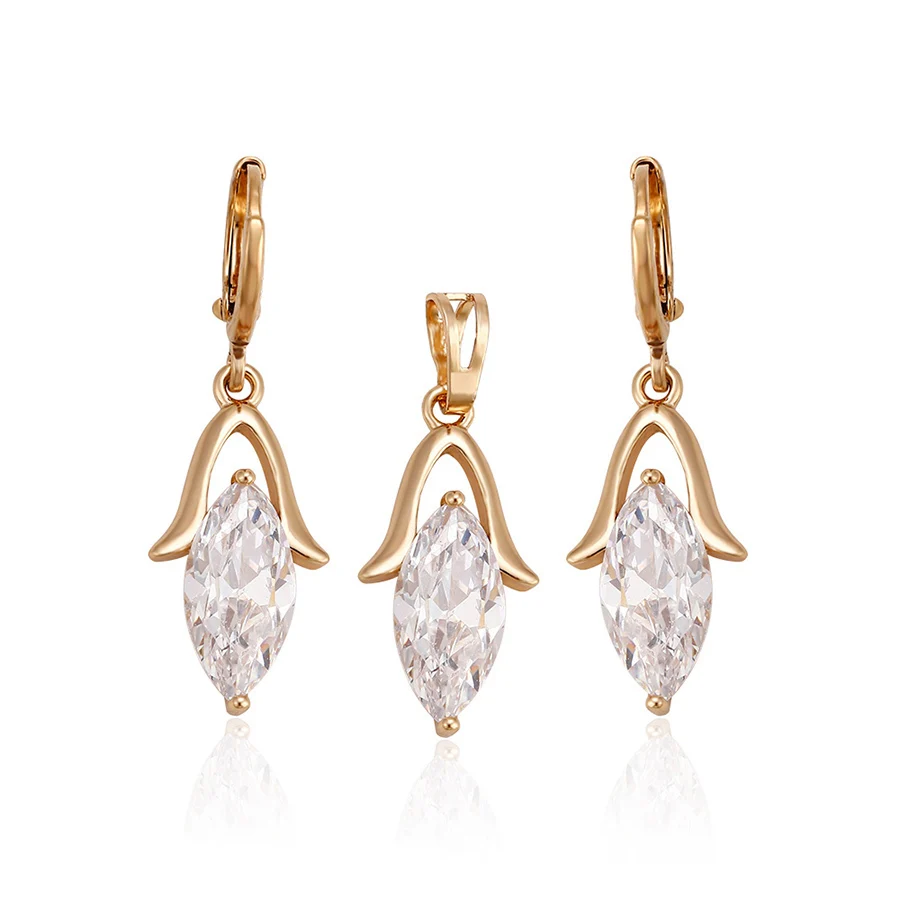 60924 xuping jewelry fashion simple exquisite a variety of colors big diamond gold plated jewelry sets
