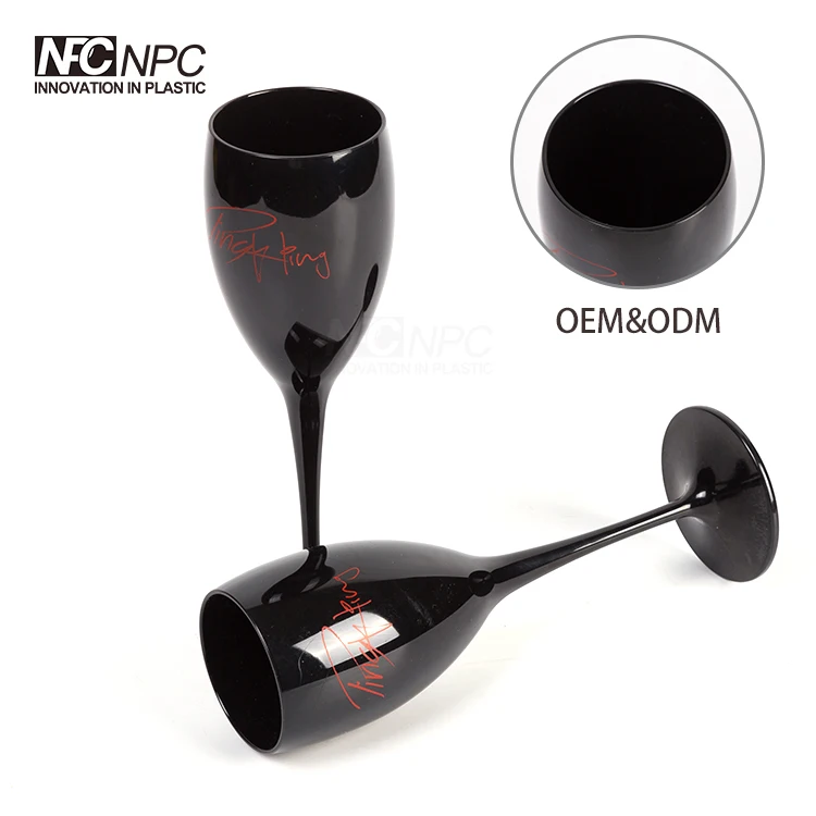Black Polycarbonate Plastic Champagne Glasses Flutes For Party&events
