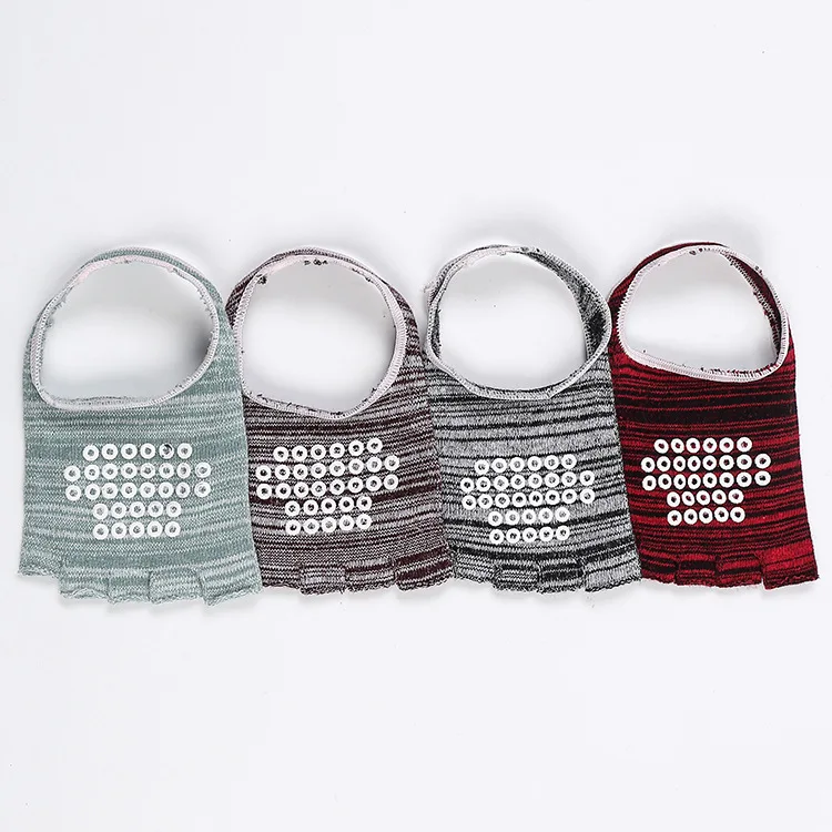 BONYPONY Ladies Sport Pilates Anti-skid Toeless Yoga Socks with Ballet Dance Gym Fitness Non-slip Half Finger Glove