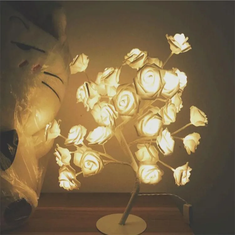 Top sale 45cm height rose led tree light battery power light