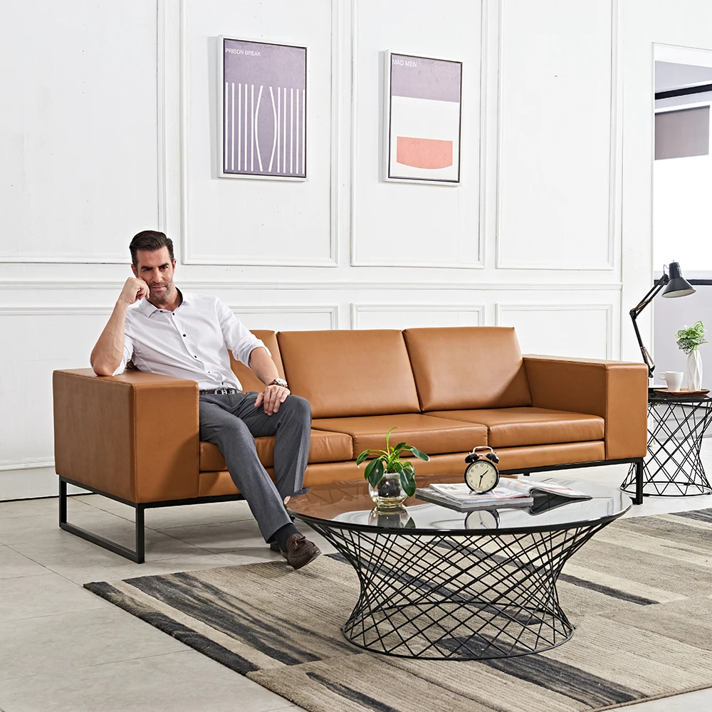 Modern simple design genuine leather sofa set