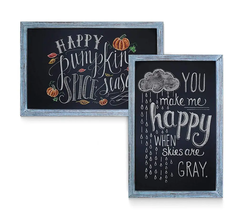 Decorative Vintage Decor Rustic Chalk Board Blue Magnetic Wall Framed Chalkboard