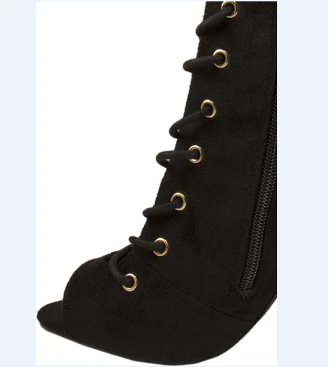 
wholesale 2017new design women Thigh High Open Peep Toe Chunky Heel lace up long boots chengdu shoes 