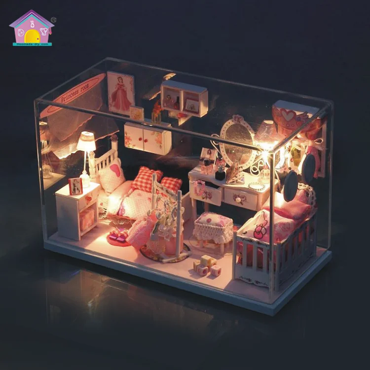 Diy Quality Pretend children wooden girls doll house toys for kids