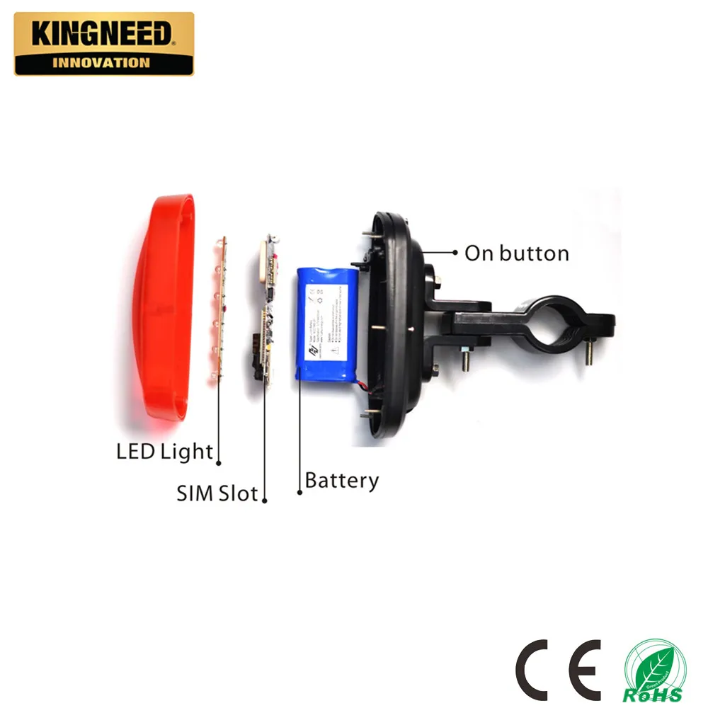 KINGNEED T16 anti lost dynamo self charging hidden taillight long battery life waterproof bike sms gprs gps tracker for bicycle