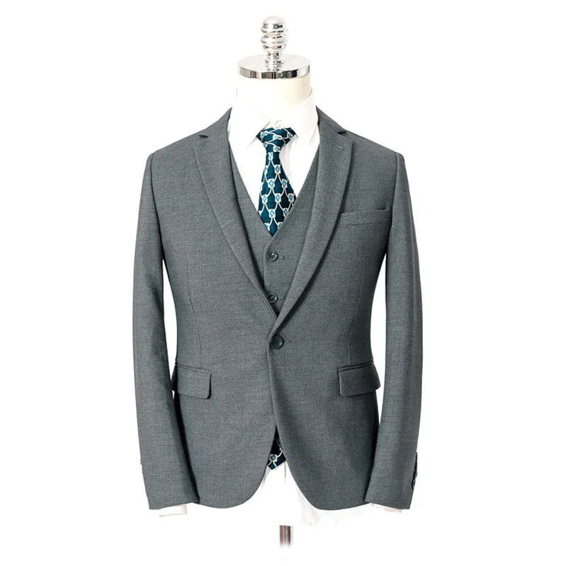 Top Grade Pant Elegant Coat Styles 3 Piece  Men Grey Men Corduroy Waistcoat Men Suits