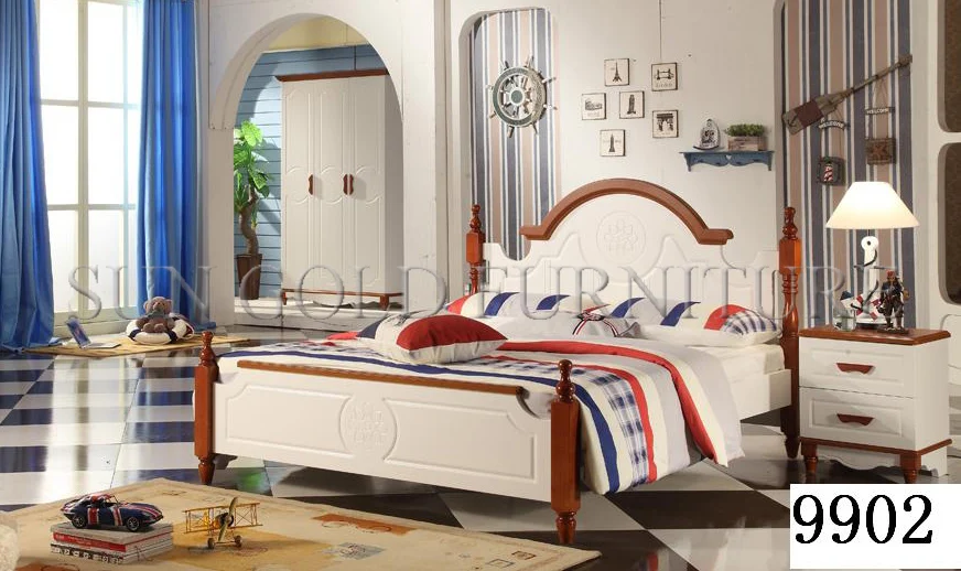 latest bedroom furniture designs wooden bed models picture (SZ-BT9907)