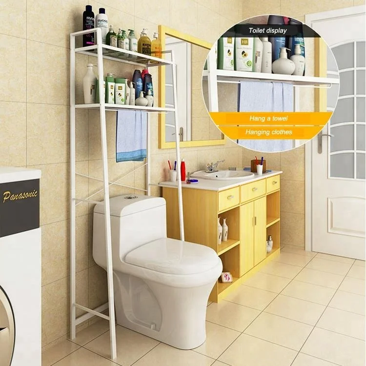 
Spacesaver Metal Frame Storage Organizer Rack Freestanding Bathroom Over Toilet/Washer Shelf 