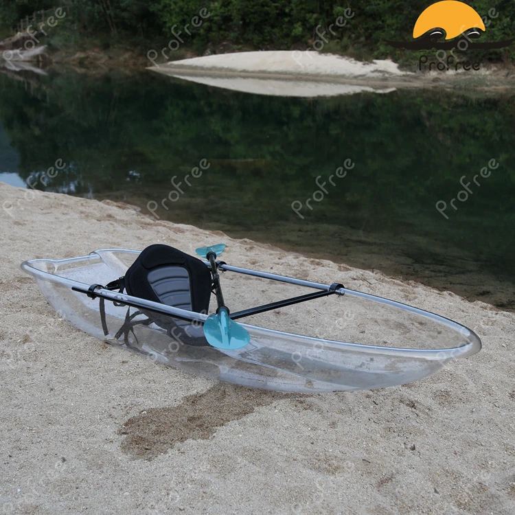 Traditional transparant kayak with polycarbonate Hull Material and CE Certification sea fishing kayak