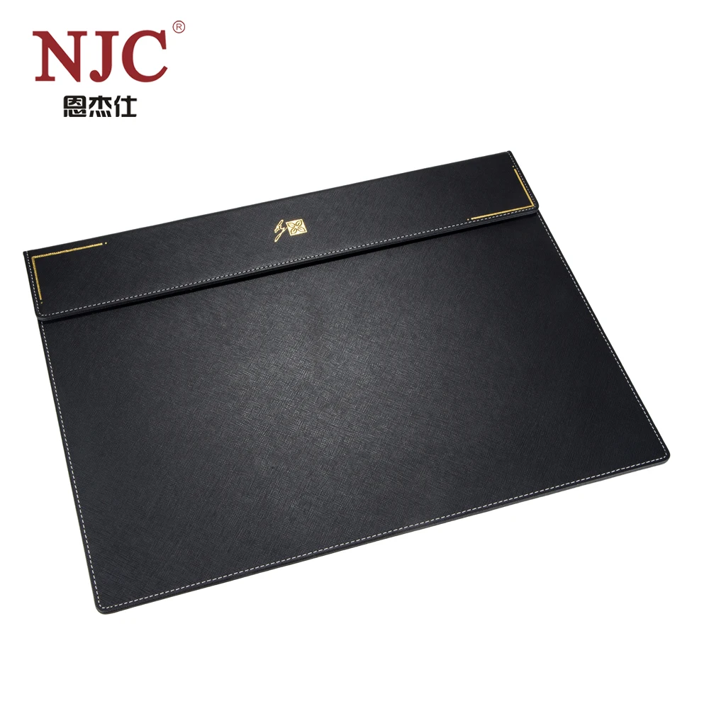 Free sample China manufacturer customized black real leather office desk mat