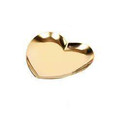 Cute stainless steel material rose gold color heart shaped trinket dishes metal ring dishes