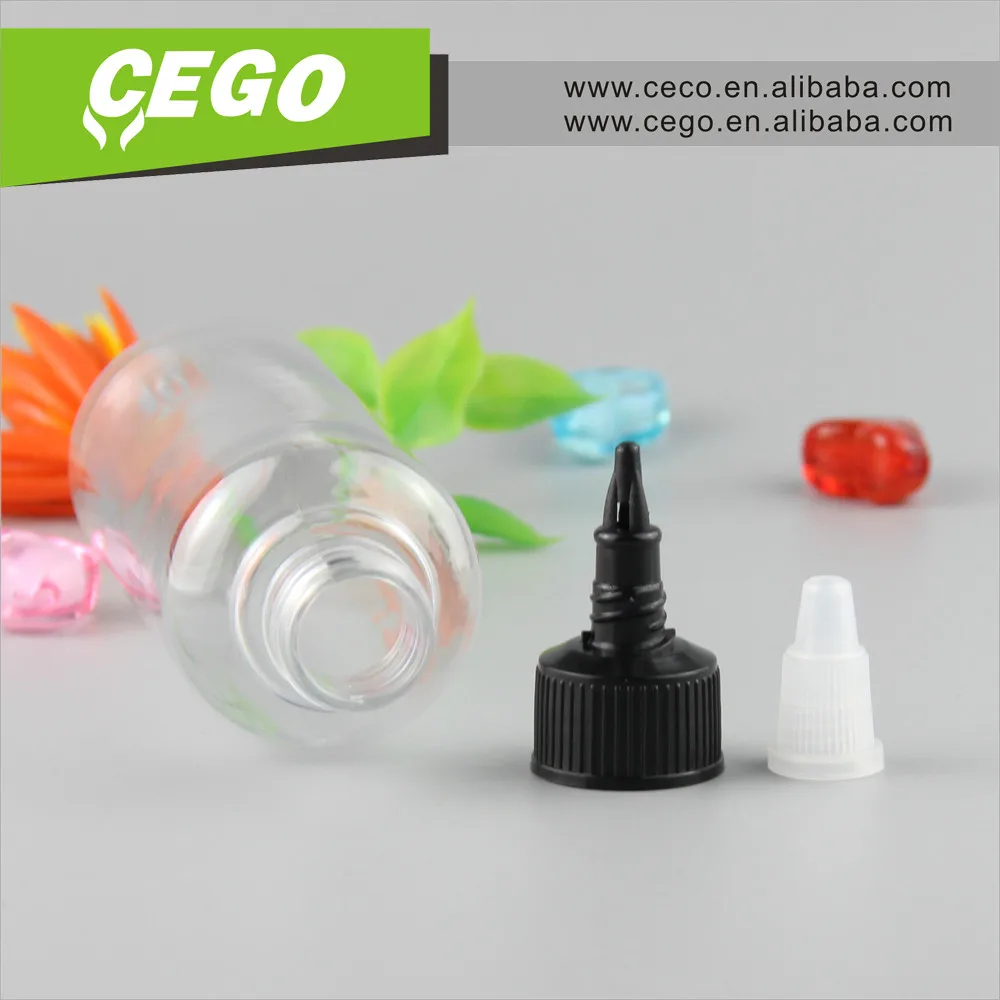 Бесплатный образец !!! витую верхняя крышка PE домашнее животное пластиковой бутылки для электронной жидкости сока е