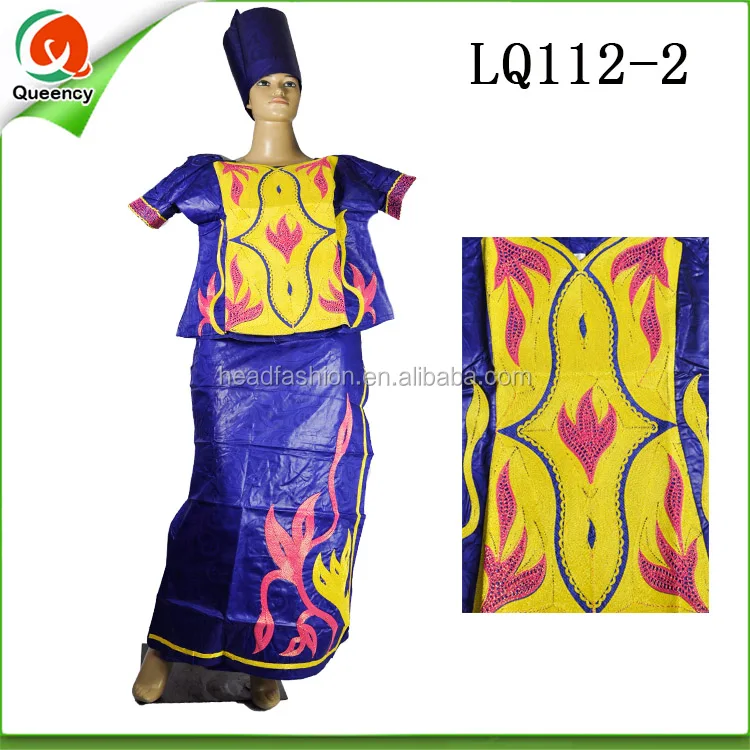 african bazin embroidery dress traditional women wear LQ112-3