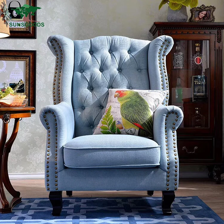 High Quality Armchairs Wood Sofa, Modern Armchair Living Room Furniture, Fabric Sofa Set Living Room Furniture Armchair