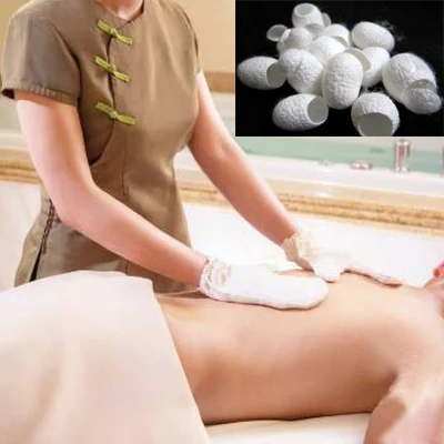 
100% silk noil massage gloves silk exfoliating gloves raw silk garshana spa gloves 